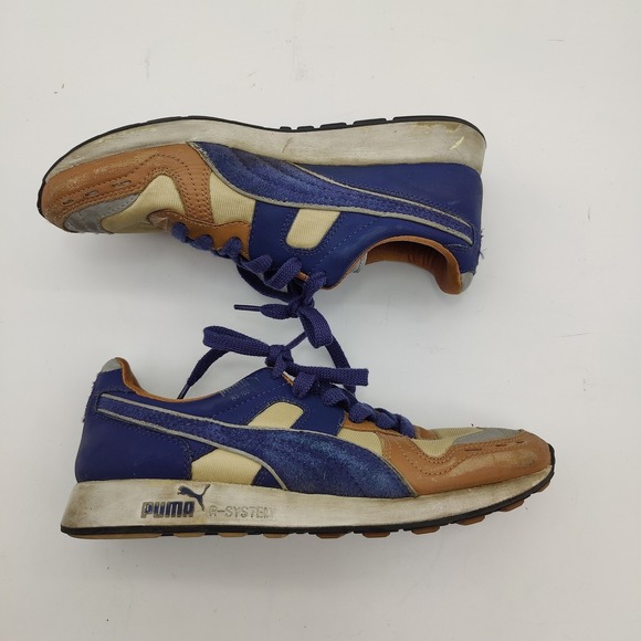 Puma Womens Retro Gorpcore RS 100 R-System Suede Sneakers 7.5 Blue Tan 342589-06 - Picture 2 of 16